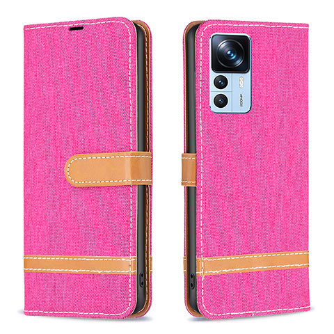 Coque Portefeuille Livre Cuir Etui Clapet B16F pour Xiaomi Mi 12T 5G Rose Rouge