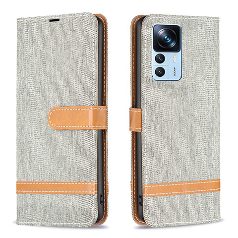 Coque Portefeuille Livre Cuir Etui Clapet B16F pour Xiaomi Mi 12T Pro 5G Gris