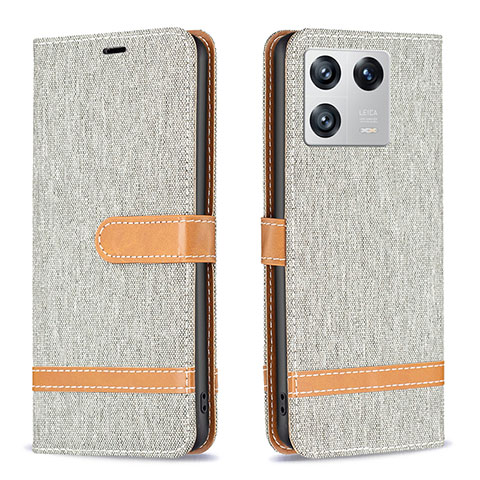 Coque Portefeuille Livre Cuir Etui Clapet B16F pour Xiaomi Mi 13 Pro 5G Gris