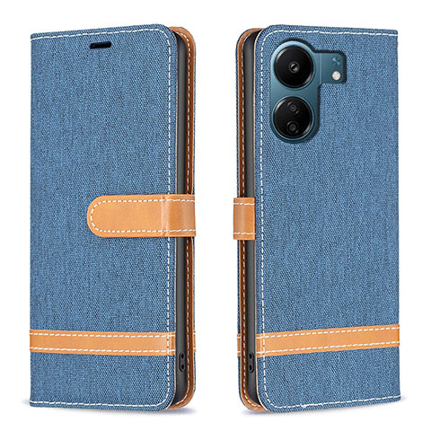 Coque Portefeuille Livre Cuir Etui Clapet B16F pour Xiaomi Poco C65 Bleu Ciel