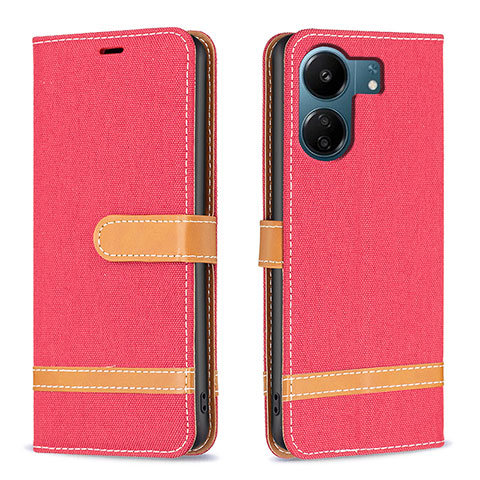 Coque Portefeuille Livre Cuir Etui Clapet B16F pour Xiaomi Poco C65 Rouge