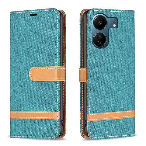 Coque Portefeuille Livre Cuir Etui Clapet B16F pour Xiaomi Poco C65 Vert