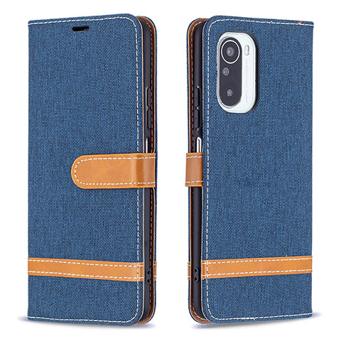 Coque Portefeuille Livre Cuir Etui Clapet B16F pour Xiaomi Poco F3 5G Bleu Royal