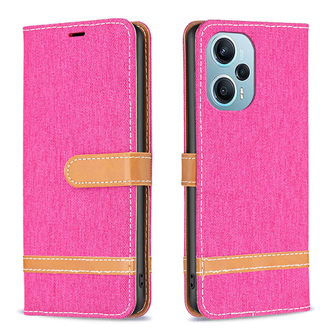 Coque Portefeuille Livre Cuir Etui Clapet B16F pour Xiaomi Poco F5 5G Rose Rouge