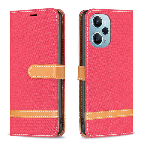 Coque Portefeuille Livre Cuir Etui Clapet B16F pour Xiaomi Poco F5 5G Rouge