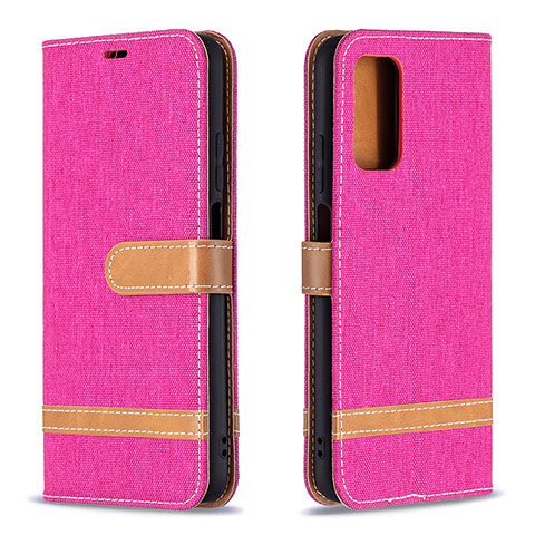 Coque Portefeuille Livre Cuir Etui Clapet B16F pour Xiaomi Poco M3 Rose Rouge