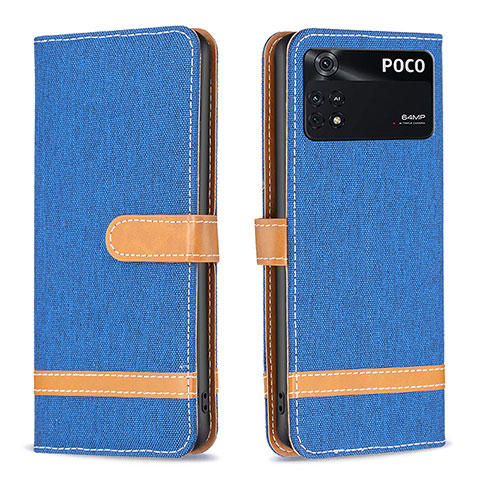 Coque Portefeuille Livre Cuir Etui Clapet B16F pour Xiaomi Poco M4 Pro 4G Bleu