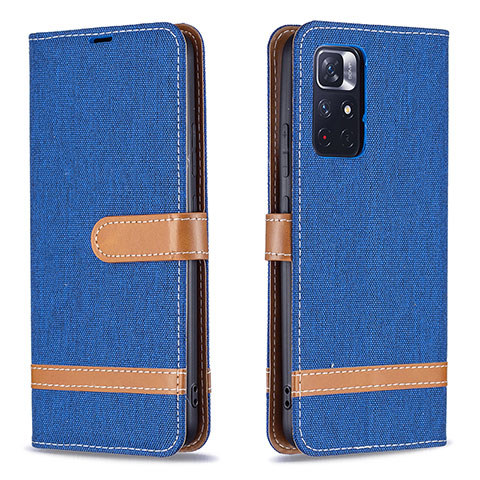 Coque Portefeuille Livre Cuir Etui Clapet B16F pour Xiaomi Poco M4 Pro 5G Bleu