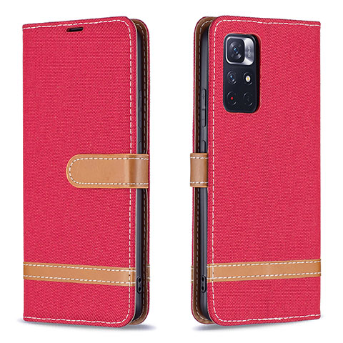 Coque Portefeuille Livre Cuir Etui Clapet B16F pour Xiaomi Poco M4 Pro 5G Rouge