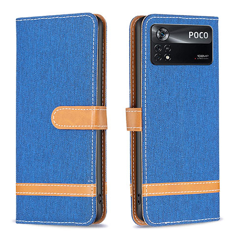 Coque Portefeuille Livre Cuir Etui Clapet B16F pour Xiaomi Poco X4 Pro 5G Bleu