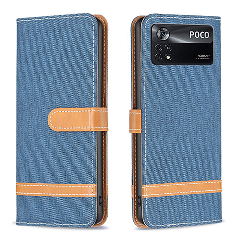 Coque Portefeuille Livre Cuir Etui Clapet B16F pour Xiaomi Poco X4 Pro 5G Bleu Royal