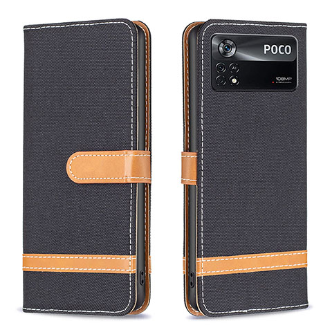 Coque Portefeuille Livre Cuir Etui Clapet B16F pour Xiaomi Poco X4 Pro 5G Noir