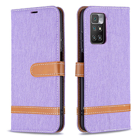 Coque Portefeuille Livre Cuir Etui Clapet B16F pour Xiaomi Redmi 10 4G Violet Clair