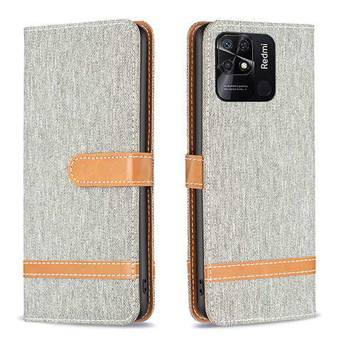 Coque Portefeuille Livre Cuir Etui Clapet B16F pour Xiaomi Redmi 10 India Gris