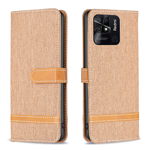 Coque Portefeuille Livre Cuir Etui Clapet B16F pour Xiaomi Redmi 10 India Or