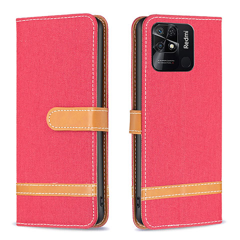 Coque Portefeuille Livre Cuir Etui Clapet B16F pour Xiaomi Redmi 10 India Rouge