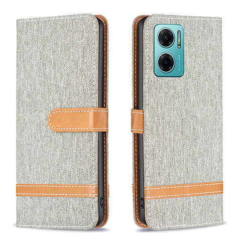 Coque Portefeuille Livre Cuir Etui Clapet B16F pour Xiaomi Redmi 10 Prime Plus 5G Gris