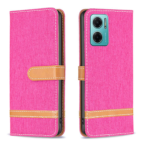 Coque Portefeuille Livre Cuir Etui Clapet B16F pour Xiaomi Redmi 10 Prime Plus 5G Rose Rouge