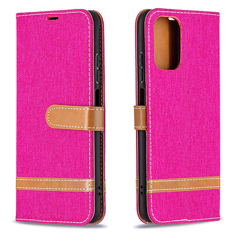 Coque Portefeuille Livre Cuir Etui Clapet B16F pour Xiaomi Redmi Note 10S 4G Rose Rouge