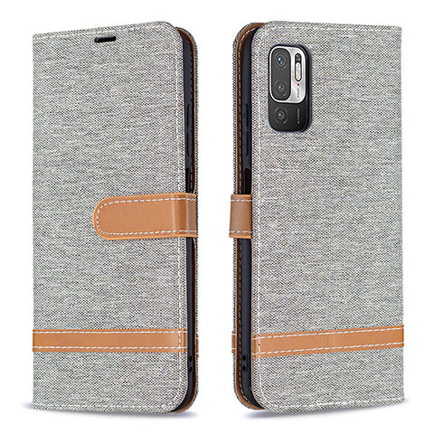 Coque Portefeuille Livre Cuir Etui Clapet B16F pour Xiaomi Redmi Note 10T 5G Gris