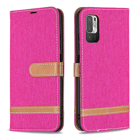 Coque Portefeuille Livre Cuir Etui Clapet B16F pour Xiaomi Redmi Note 10T 5G Rose Rouge