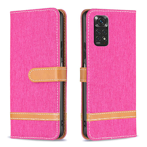 Coque Portefeuille Livre Cuir Etui Clapet B16F pour Xiaomi Redmi Note 11 4G (2022) Rose Rouge