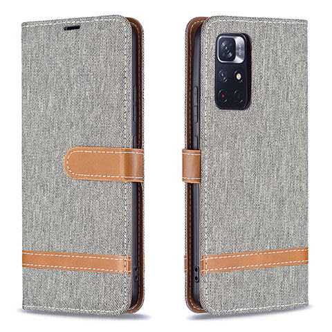 Coque Portefeuille Livre Cuir Etui Clapet B16F pour Xiaomi Redmi Note 11 5G Gris