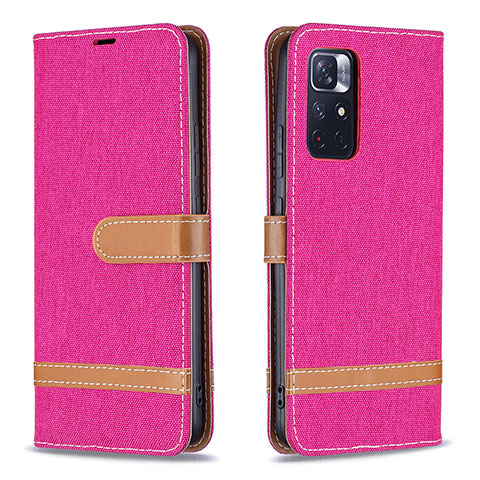 Coque Portefeuille Livre Cuir Etui Clapet B16F pour Xiaomi Redmi Note 11 5G Rose Rouge