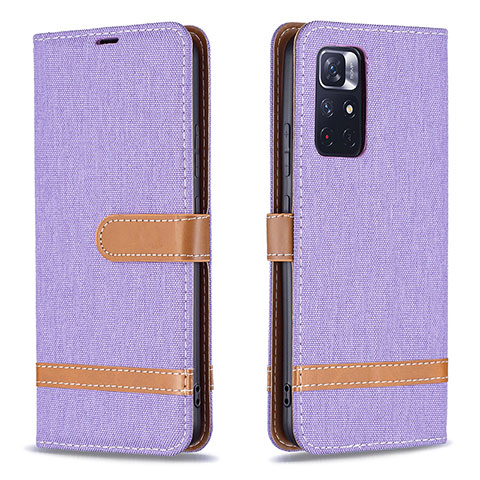 Coque Portefeuille Livre Cuir Etui Clapet B16F pour Xiaomi Redmi Note 11 5G Violet Clair