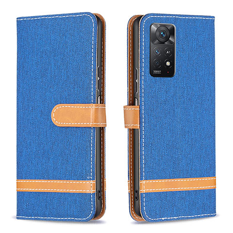 Coque Portefeuille Livre Cuir Etui Clapet B16F pour Xiaomi Redmi Note 11 Pro 5G Bleu