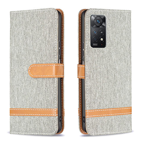 Coque Portefeuille Livre Cuir Etui Clapet B16F pour Xiaomi Redmi Note 11 Pro 5G Gris