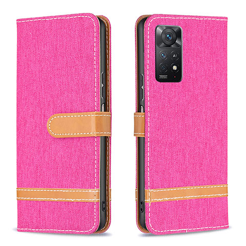 Coque Portefeuille Livre Cuir Etui Clapet B16F pour Xiaomi Redmi Note 11 Pro 5G Rose Rouge