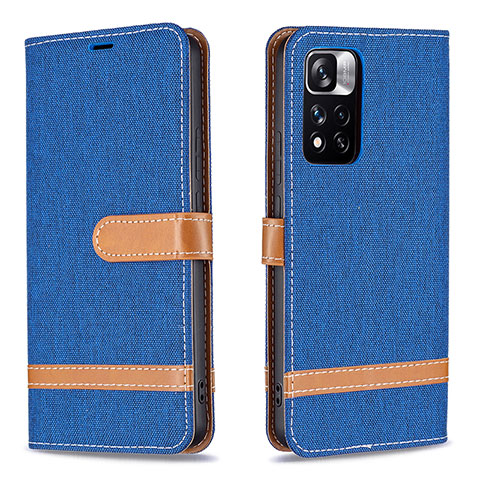 Coque Portefeuille Livre Cuir Etui Clapet B16F pour Xiaomi Redmi Note 11 Pro+ Plus 5G Bleu