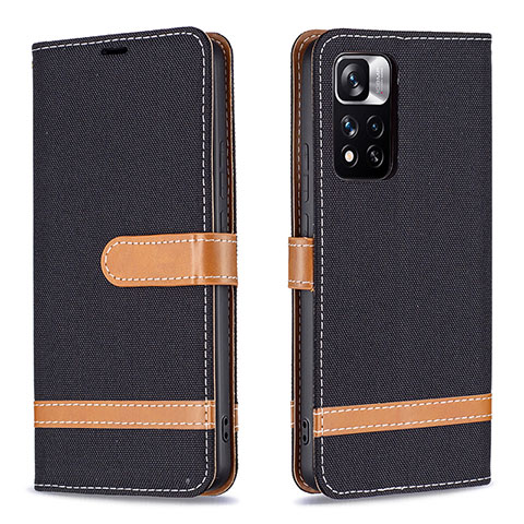 Coque Portefeuille Livre Cuir Etui Clapet B16F pour Xiaomi Redmi Note 11 Pro+ Plus 5G Noir