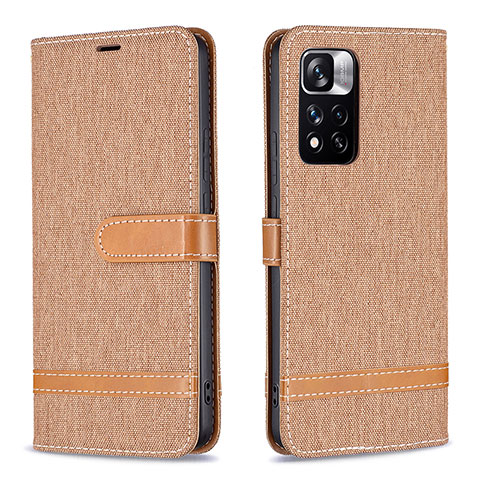 Coque Portefeuille Livre Cuir Etui Clapet B16F pour Xiaomi Redmi Note 11 Pro+ Plus 5G Or