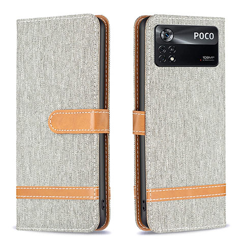 Coque Portefeuille Livre Cuir Etui Clapet B16F pour Xiaomi Redmi Note 11E Pro 5G Gris