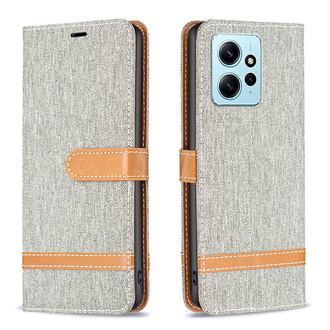 Coque Portefeuille Livre Cuir Etui Clapet B16F pour Xiaomi Redmi Note 12 4G Gris