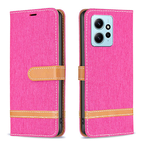 Coque Portefeuille Livre Cuir Etui Clapet B16F pour Xiaomi Redmi Note 12 4G Rose Rouge