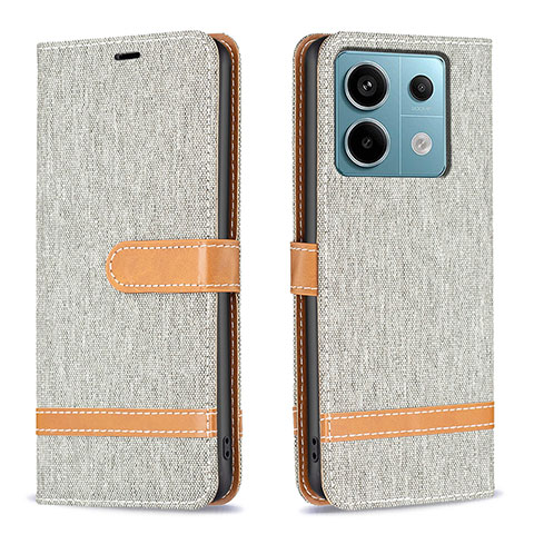 Coque Portefeuille Livre Cuir Etui Clapet B16F pour Xiaomi Redmi Note 13 Pro 5G Gris