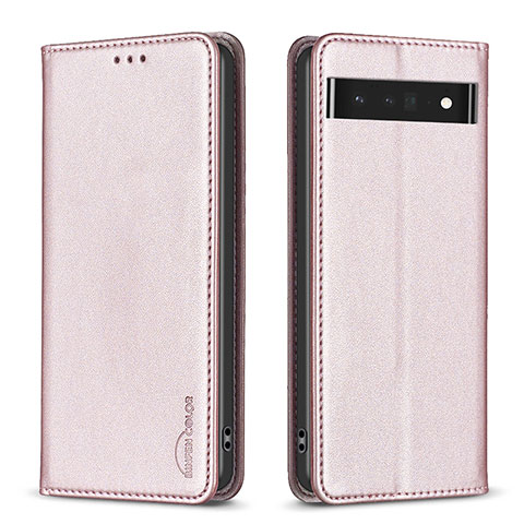 Coque Portefeuille Livre Cuir Etui Clapet B17F pour Google Pixel 7 Pro 5G Or Rose