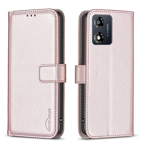 Coque Portefeuille Livre Cuir Etui Clapet B17F pour Motorola Moto E13 Or Rose