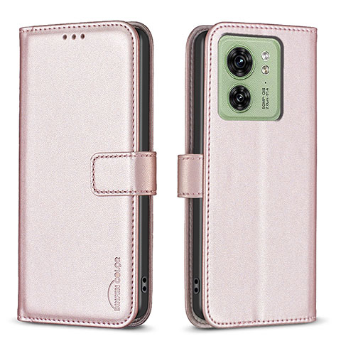 Coque Portefeuille Livre Cuir Etui Clapet B17F pour Motorola Moto Edge 40 5G Or Rose