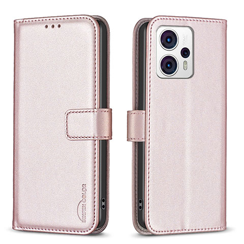 Coque Portefeuille Livre Cuir Etui Clapet B17F pour Motorola Moto G23 Or Rose