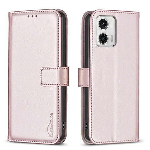 Coque Portefeuille Livre Cuir Etui Clapet B17F pour Motorola Moto G73 5G Or Rose