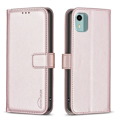 Coque Portefeuille Livre Cuir Etui Clapet B17F pour Nokia C12 Plus Or Rose