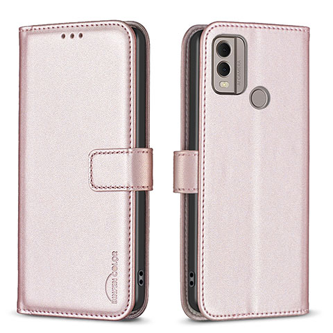 Coque Portefeuille Livre Cuir Etui Clapet B17F pour Nokia C22 Or Rose