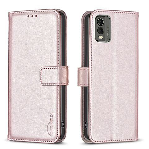 Coque Portefeuille Livre Cuir Etui Clapet B17F pour Nokia C32 Or Rose