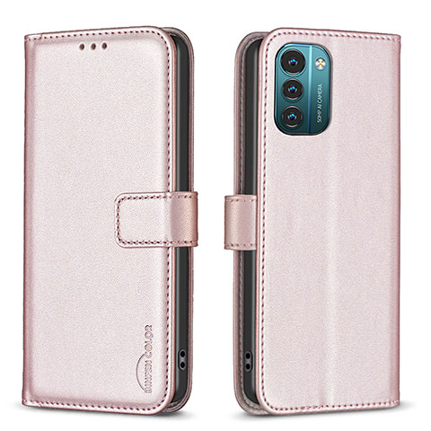 Coque Portefeuille Livre Cuir Etui Clapet B17F pour Nokia G11 Or Rose