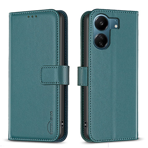 Coque Portefeuille Livre Cuir Etui Clapet B17F pour Xiaomi Poco C65 Vert