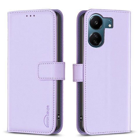 Coque Portefeuille Livre Cuir Etui Clapet B17F pour Xiaomi Poco C65 Violet Clair